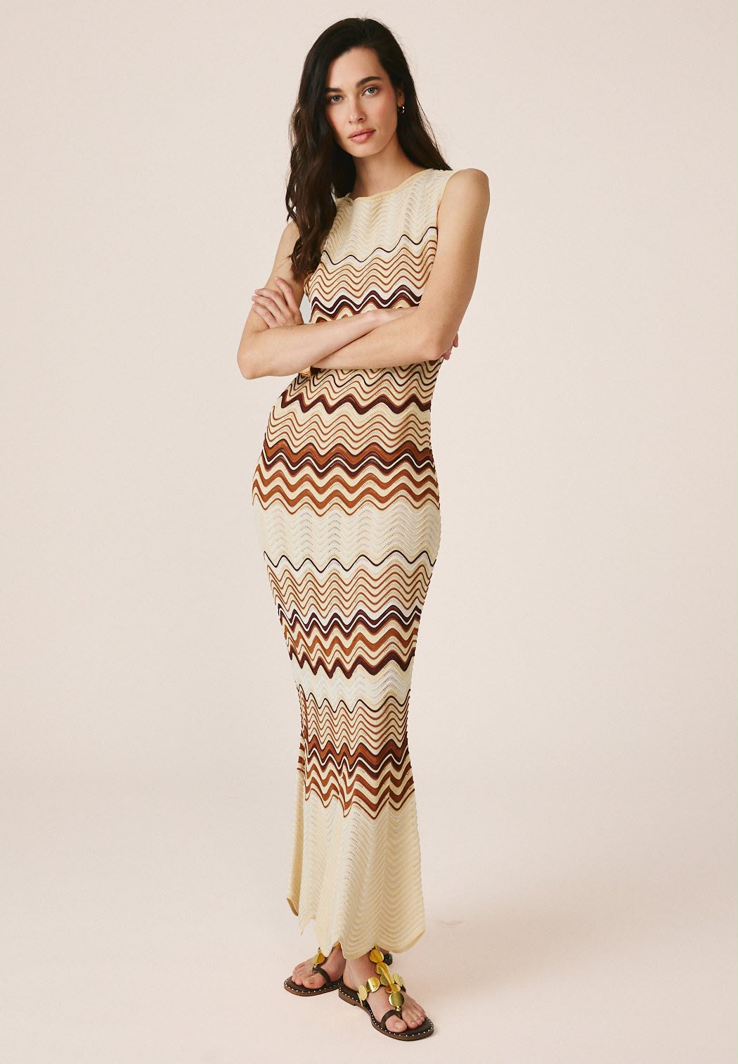 Missoni Sleeveless Zigzag Dress - Beige