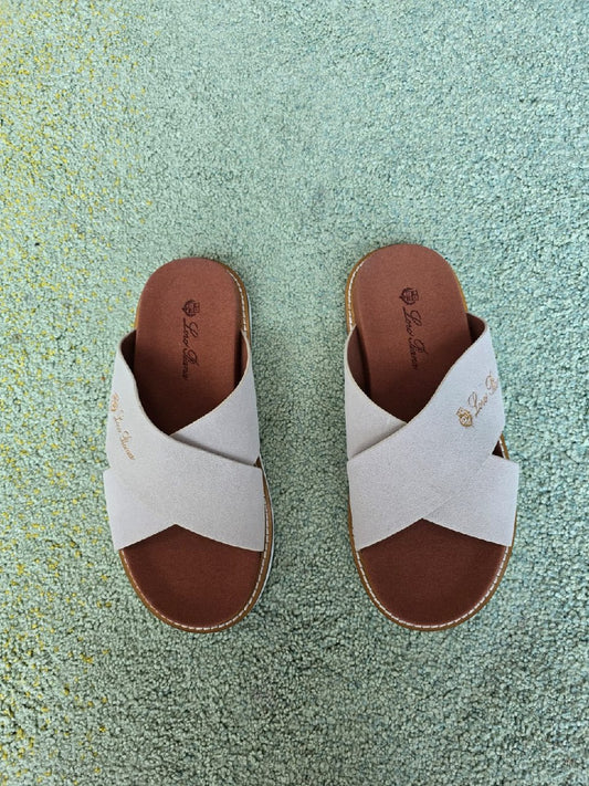 Loro Piana Slippers Cross-Strap - White