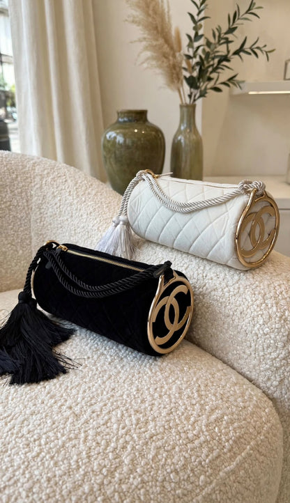 Chanel Cylindrical Shoulder Bag - White, Black