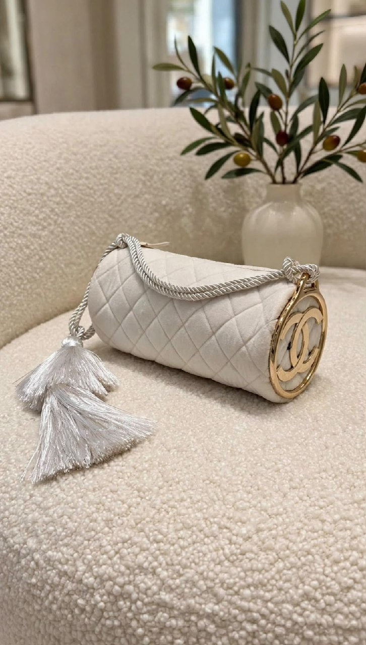 Chanel Cylindrical Shoulder Bag - White, Black