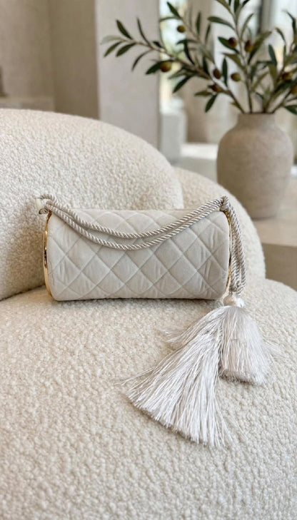 Chanel Cylindrical Shoulder Bag - White, Black