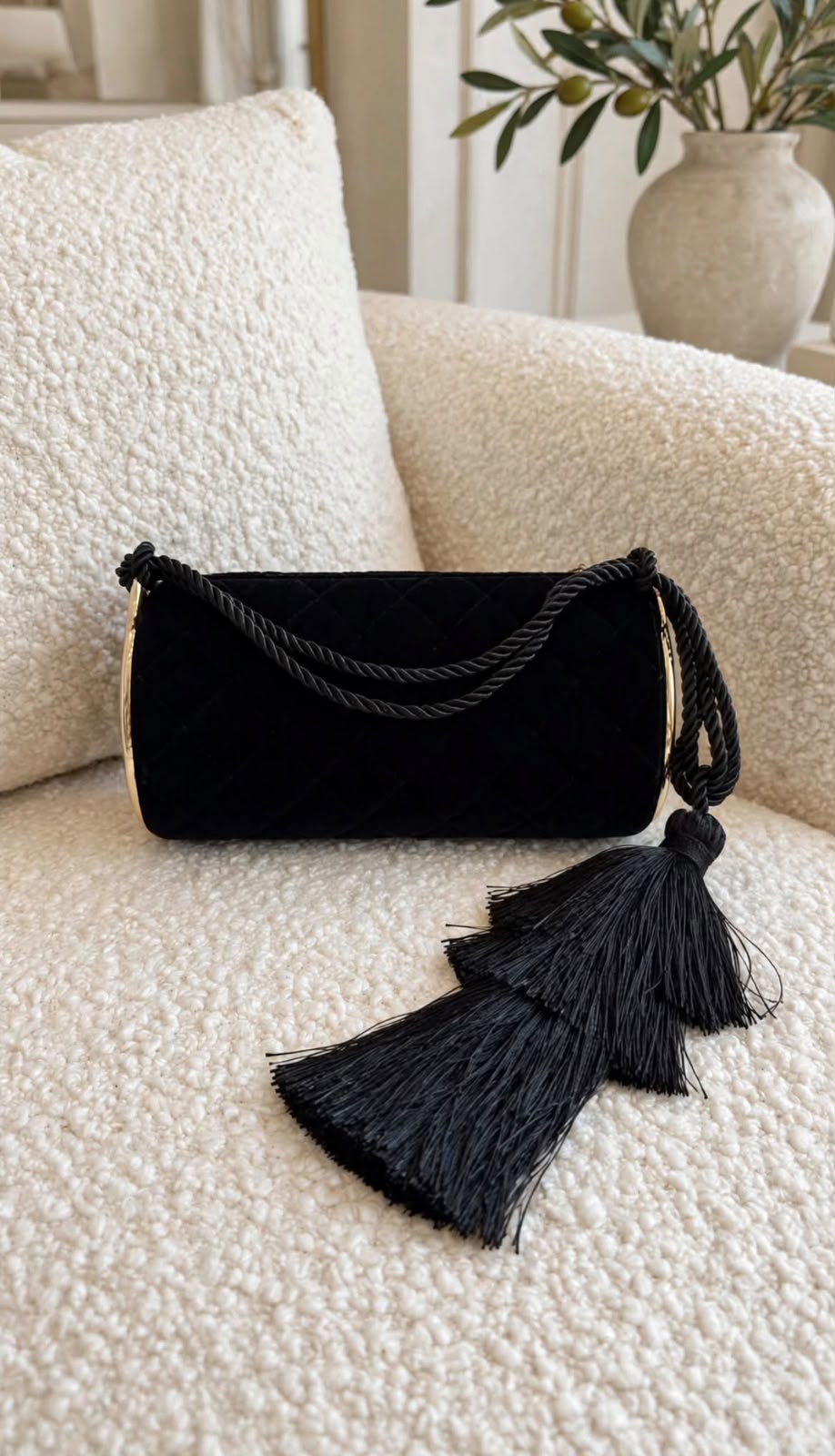 Chanel Cylindrical Shoulder Bag - White, Black