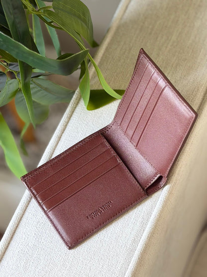 Bottega Veneta Card Slot Wallet - Burgundy Embossed