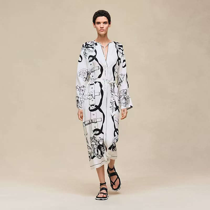 Hermès Coat Belted Open Front - White