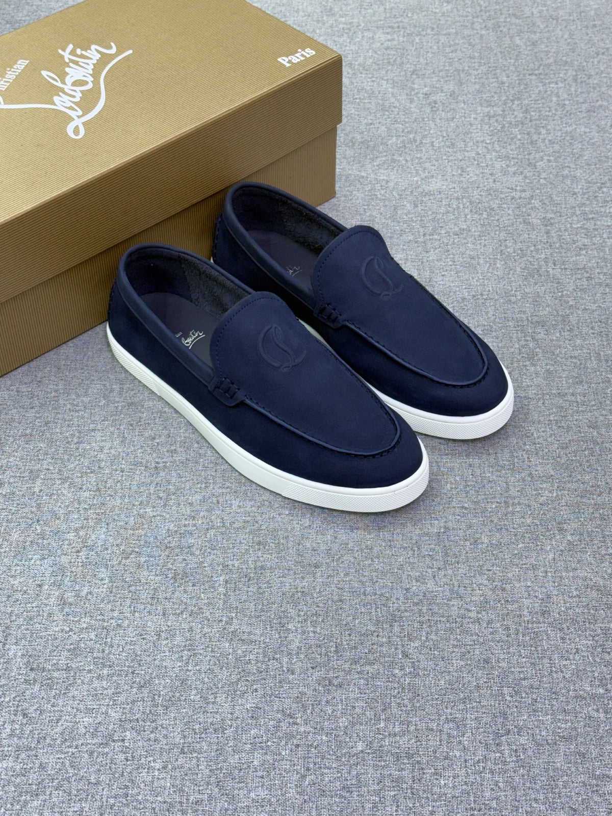 Christian Louboutin Loafers - Navy Embossed