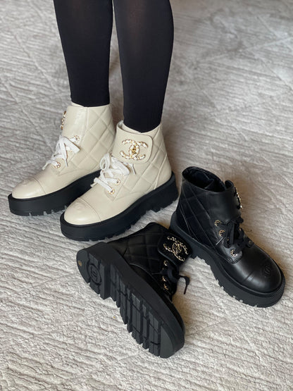 Chanel Boots - Black, White