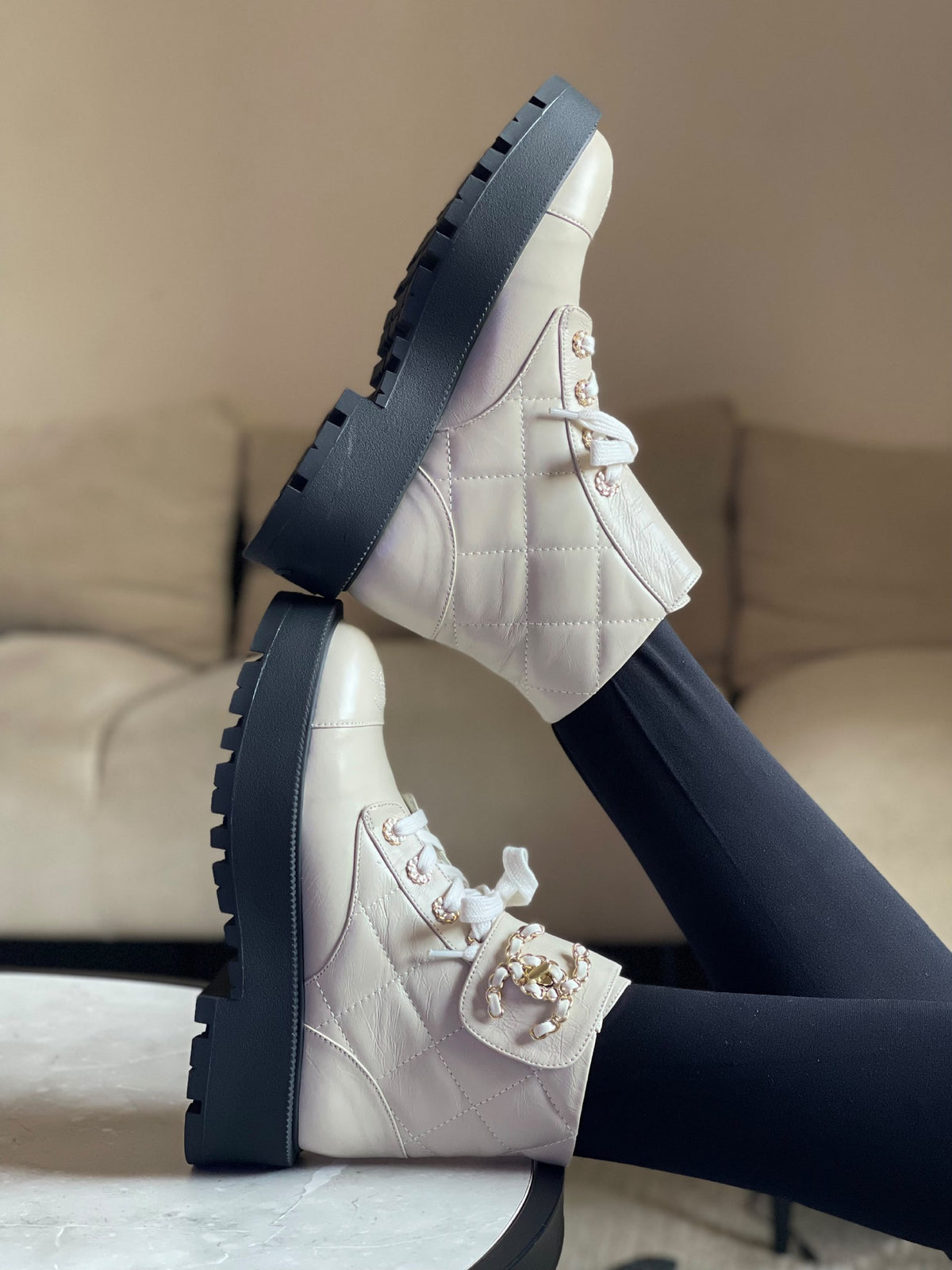 Chanel Boots - Black, White