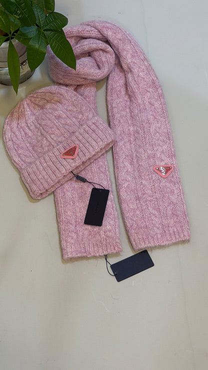 Prada Scarf & Beanie - Pink