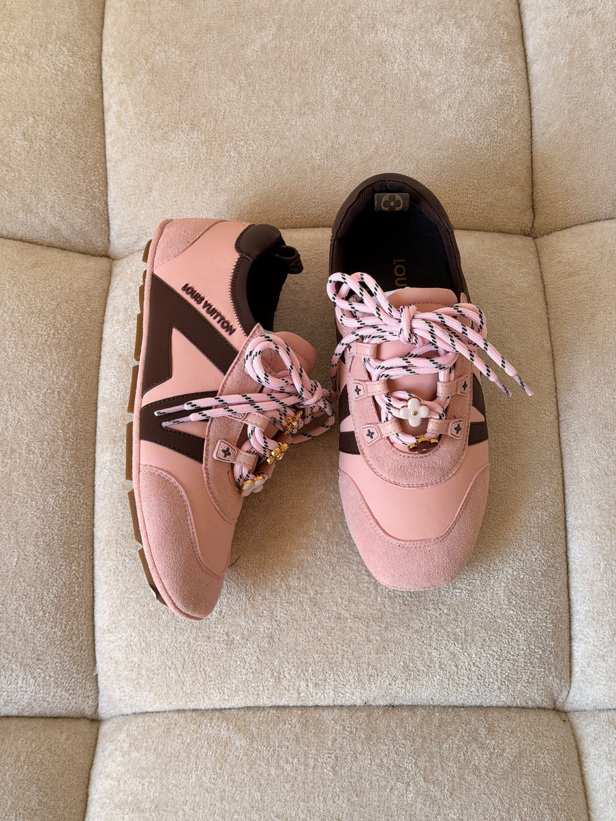 Louis Vuitton Charm-Trim Sneakers - Pink & Brown