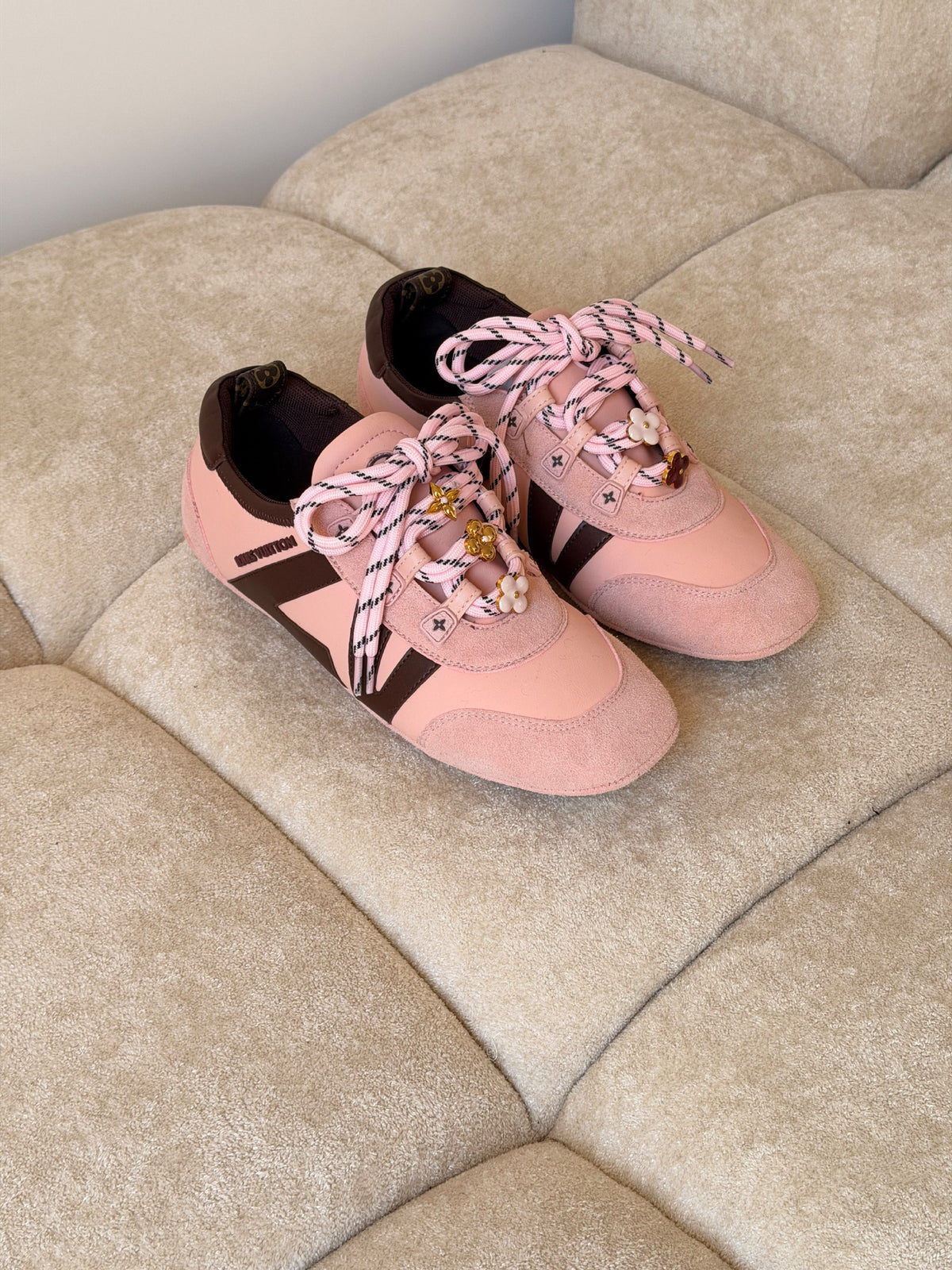 Louis Vuitton Charm-Trim Sneakers - Pink & Brown