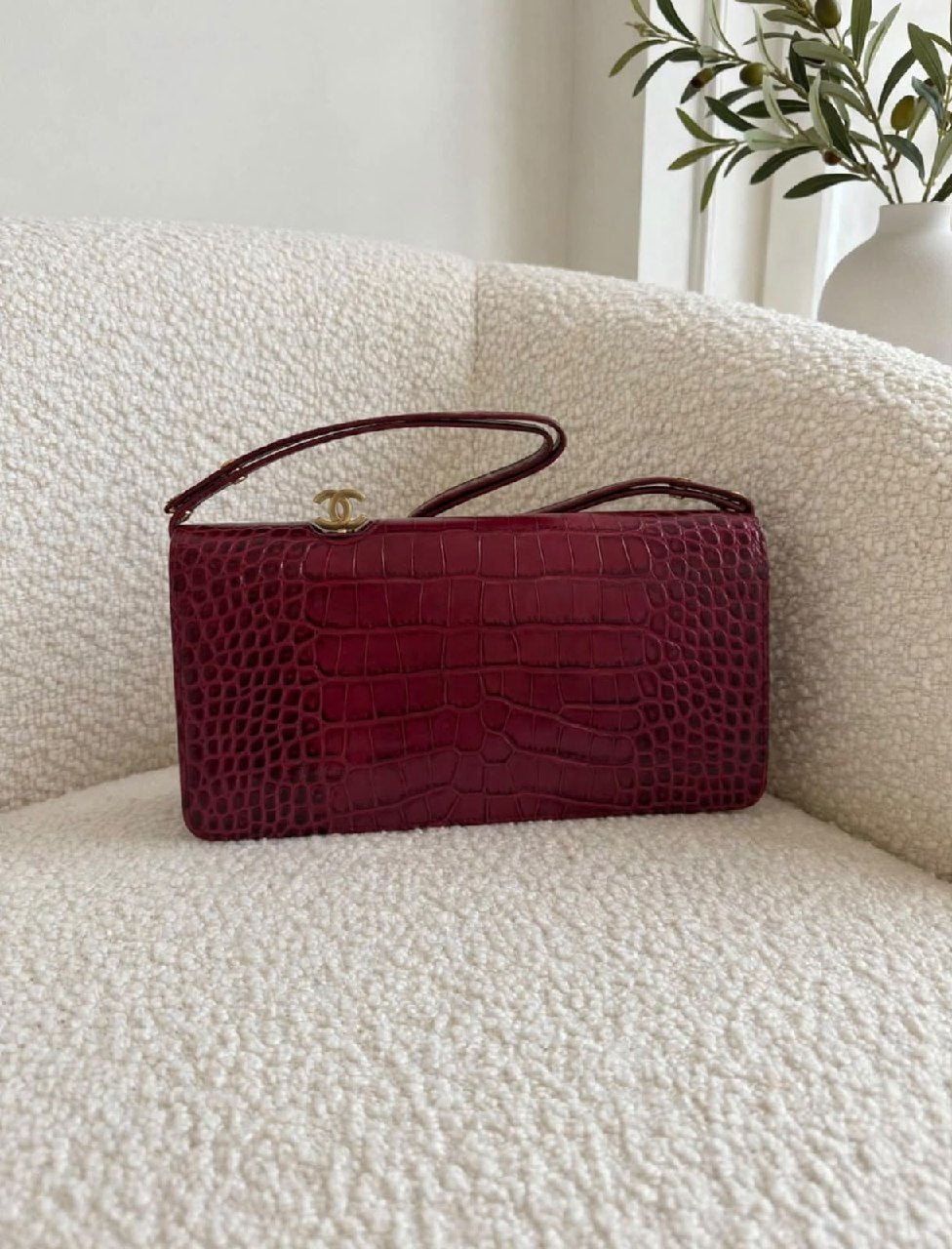 Chanel Flap Shoulder Bag - Burgundy Embossed