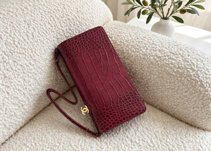 Chanel Flap Shoulder Bag - Burgundy Embossed