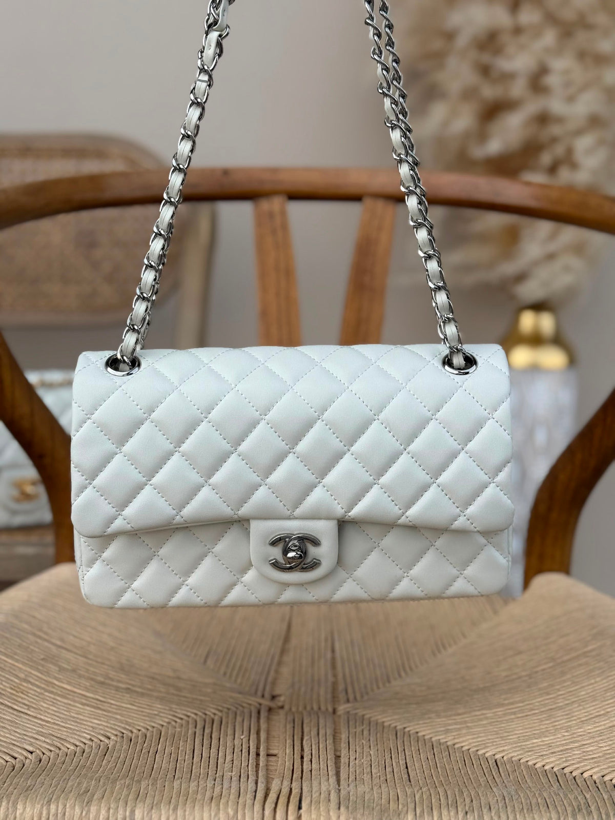 Chanel Quilted Flap Shoulder Bag - White