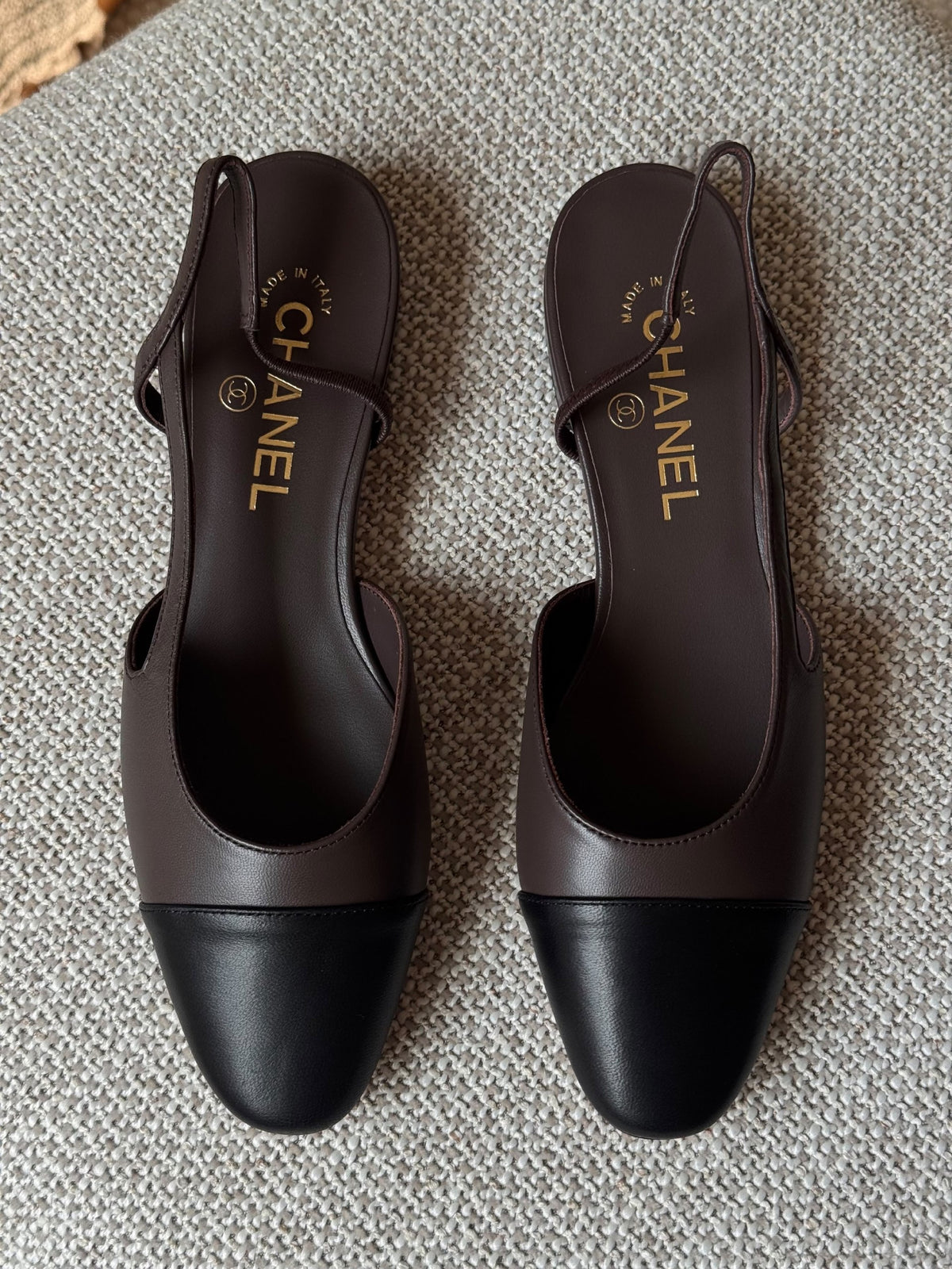 Chanel Slingback Mules - Brown & Black