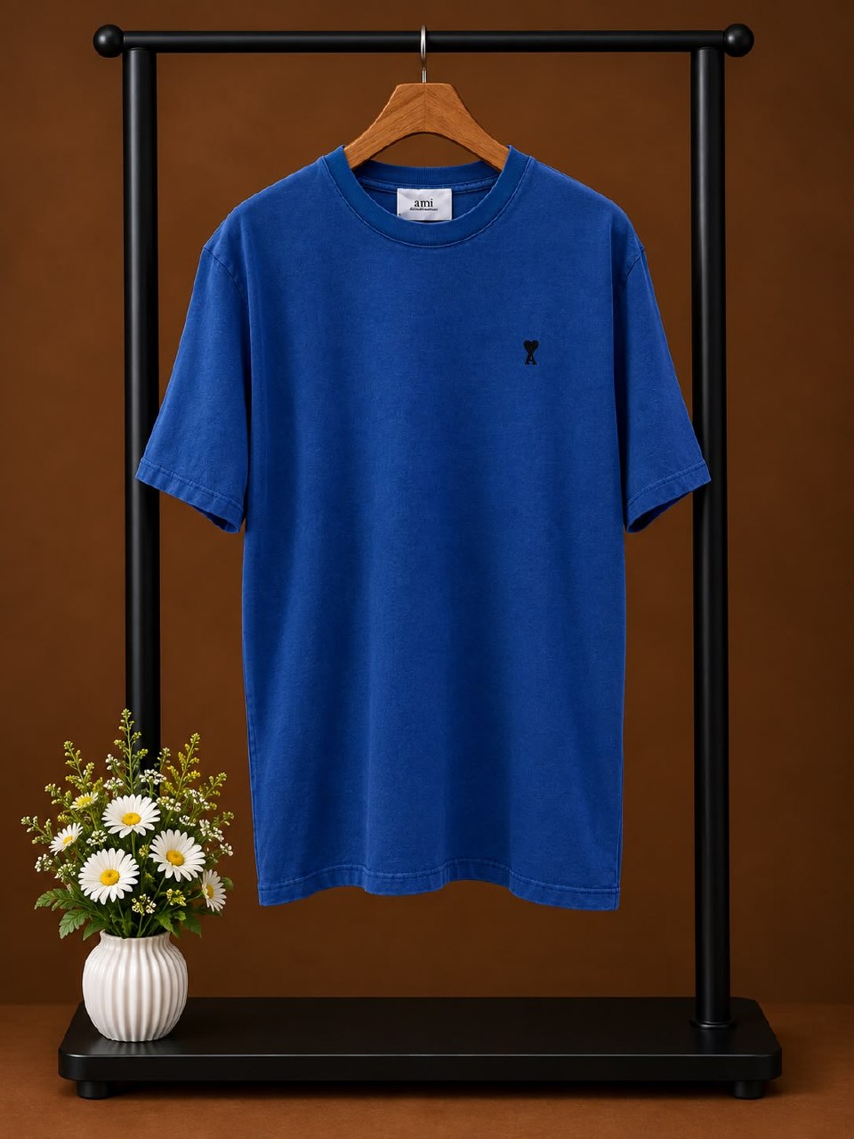 AMI Paris T-Shirt Embroidered Heart - Blue