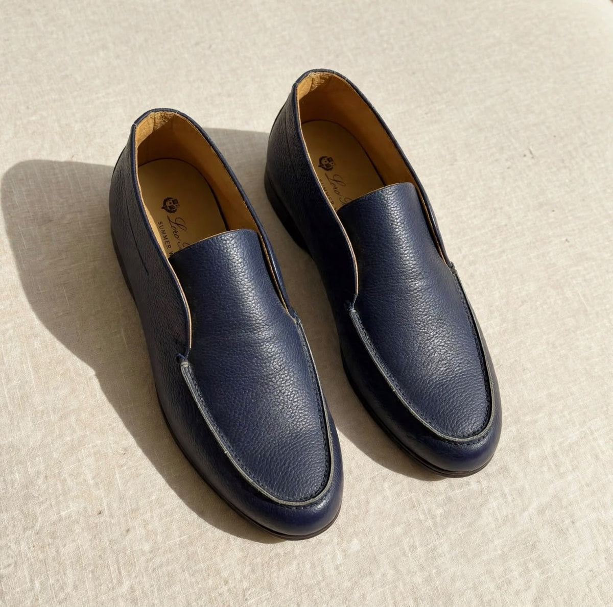 Loro Piana Apron-Toe Loafers - Navy