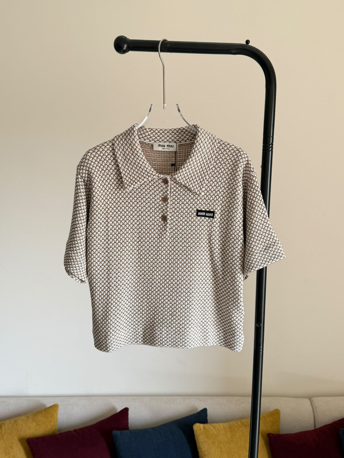 Miu Miu Polo Shirt Button Placket - Beige
