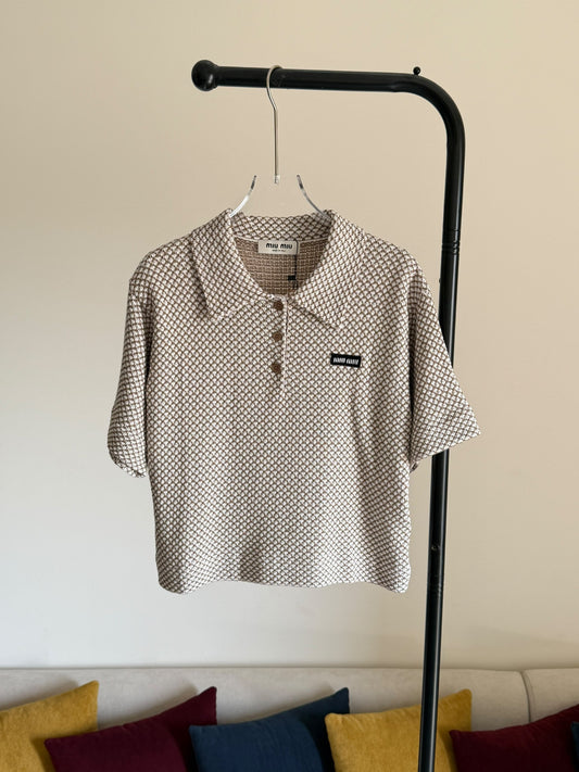 Miu Miu Polo Shirt Button Placket - Beige