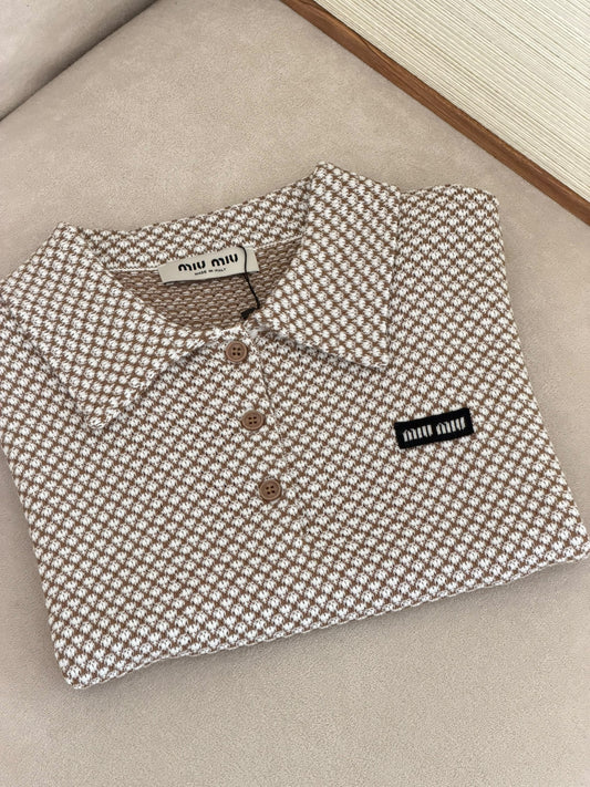 Miu Miu Polo Shirt Button Placket - Beige