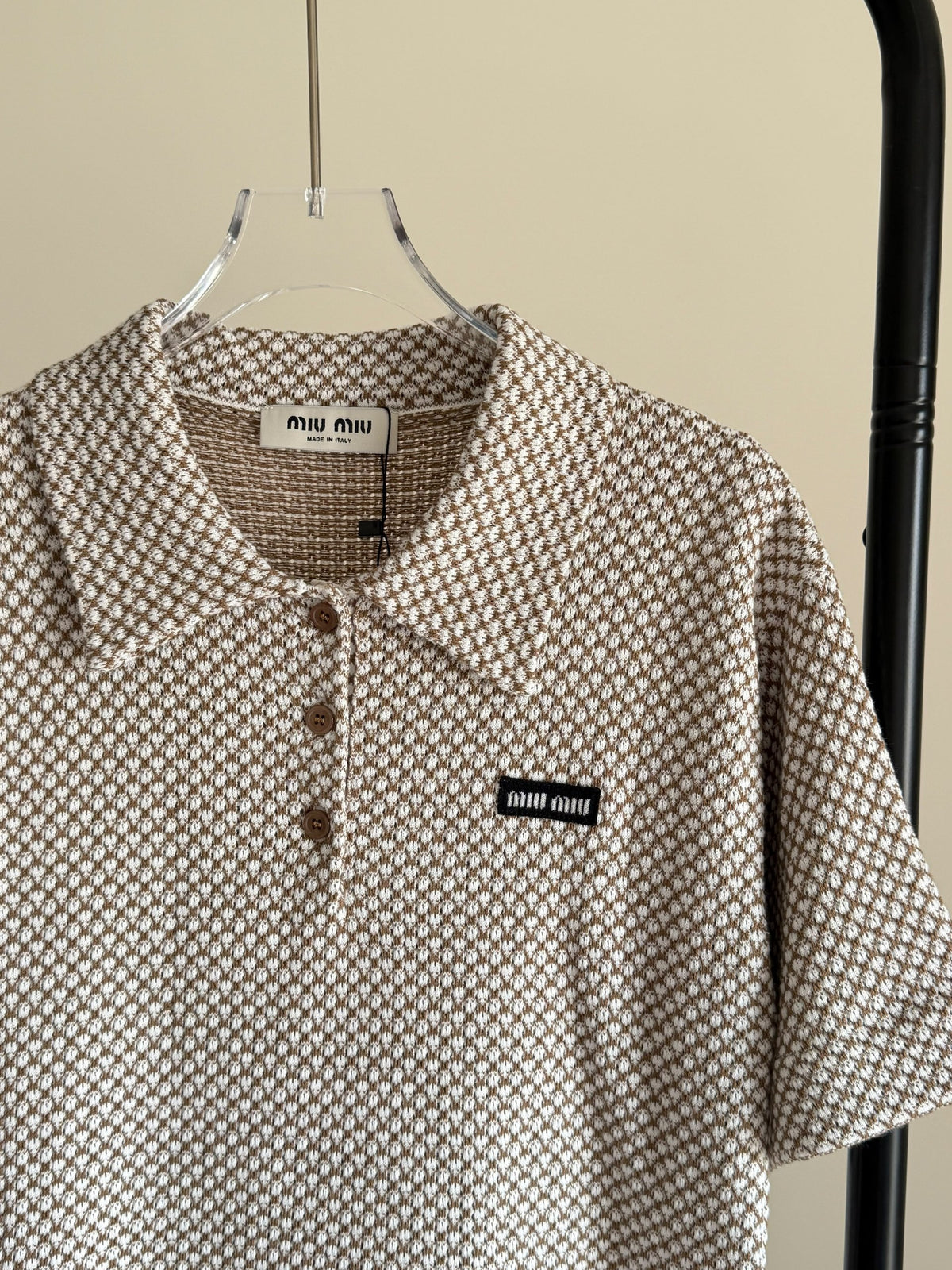 Miu Miu Polo Shirt Button Placket - Beige