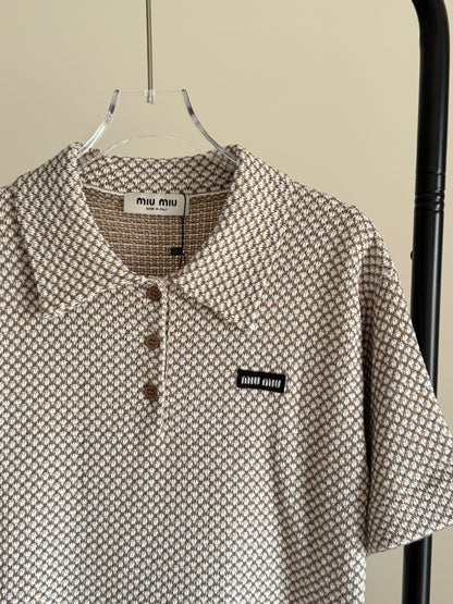 Miu Miu Polo Shirt Button Placket - Beige