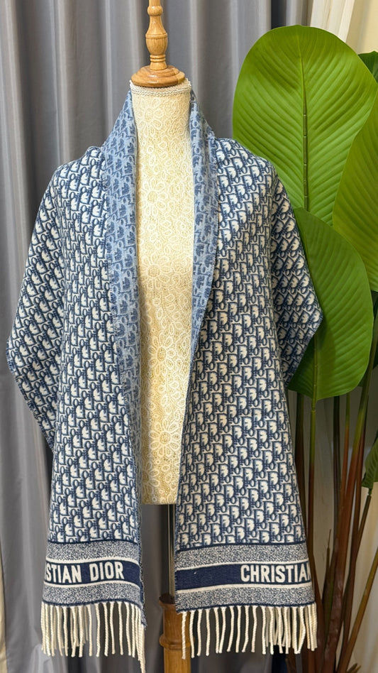 Dior Repeating Letter Scarf - Navy