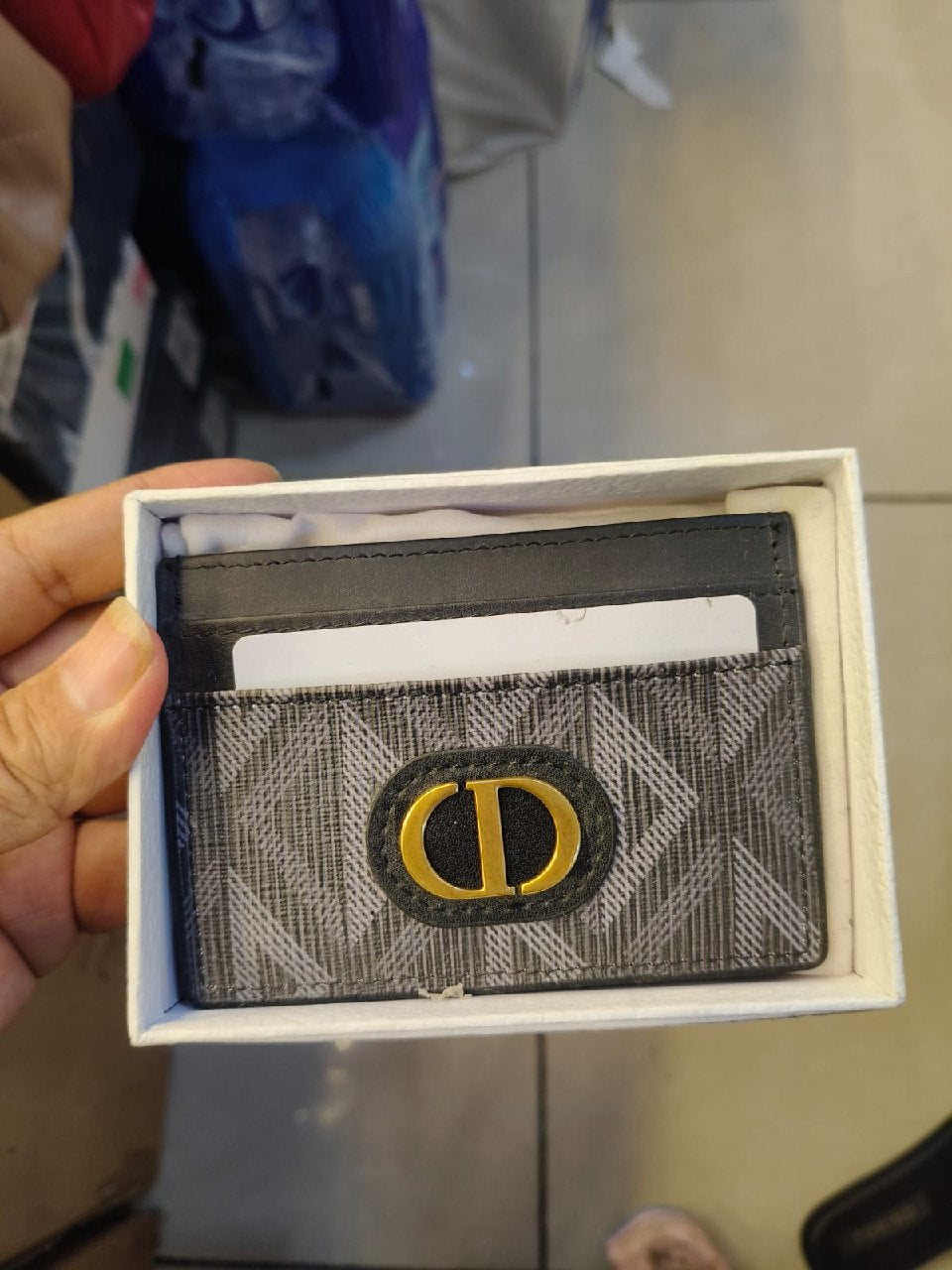 Dior Oval-Logo Card Holder - Black
