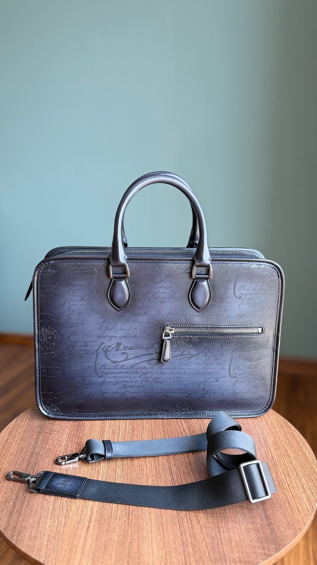 Berluti Un Jour Briefcase - Dark Grey Embossed