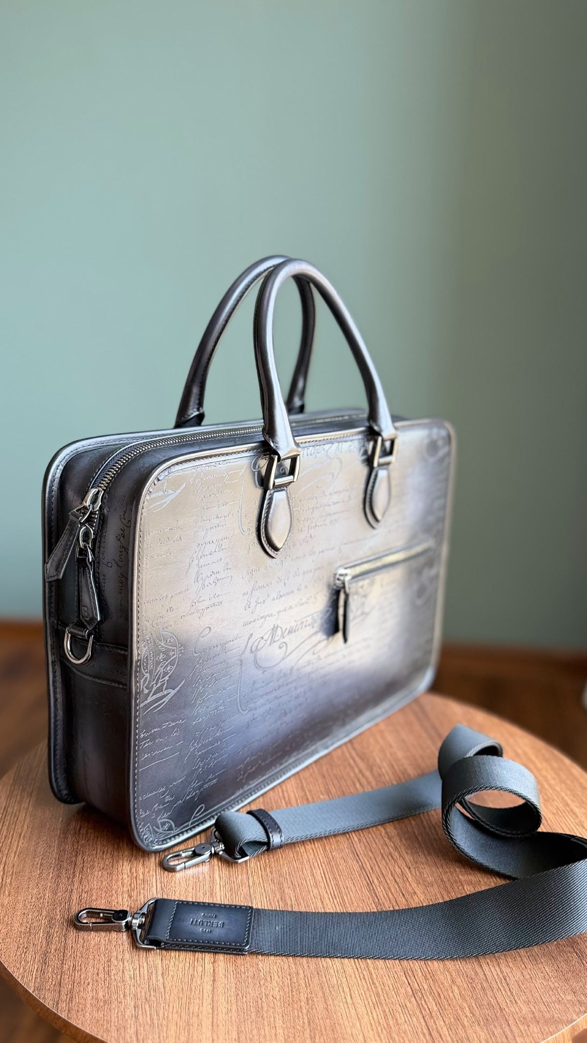 Berluti Un Jour Briefcase - Dark Grey Embossed