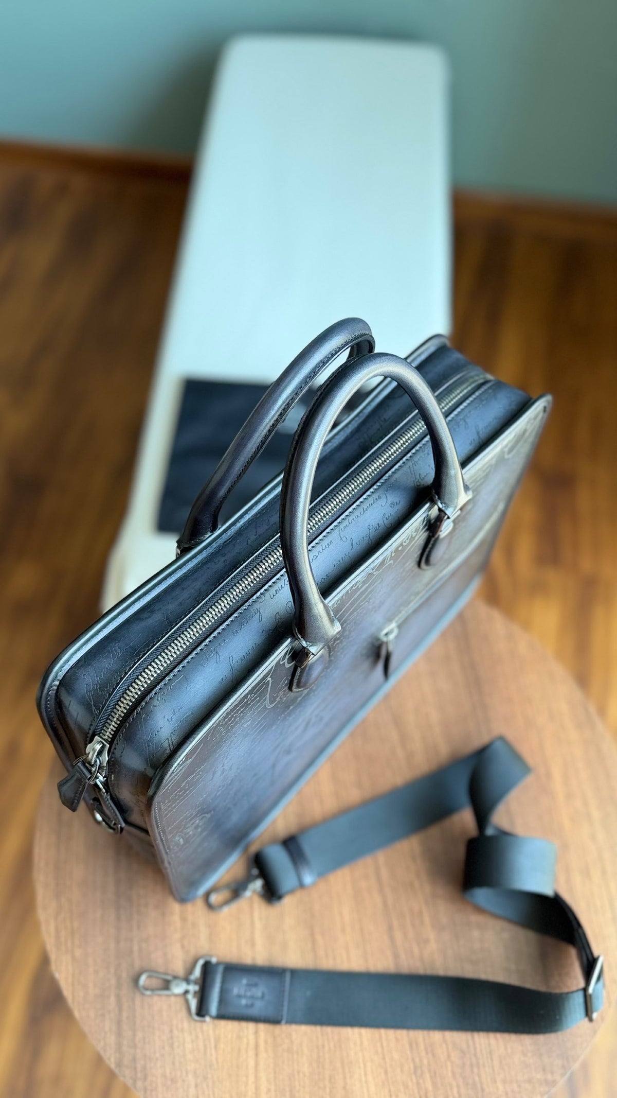 Berluti Un Jour Briefcase - Dark Grey Embossed
