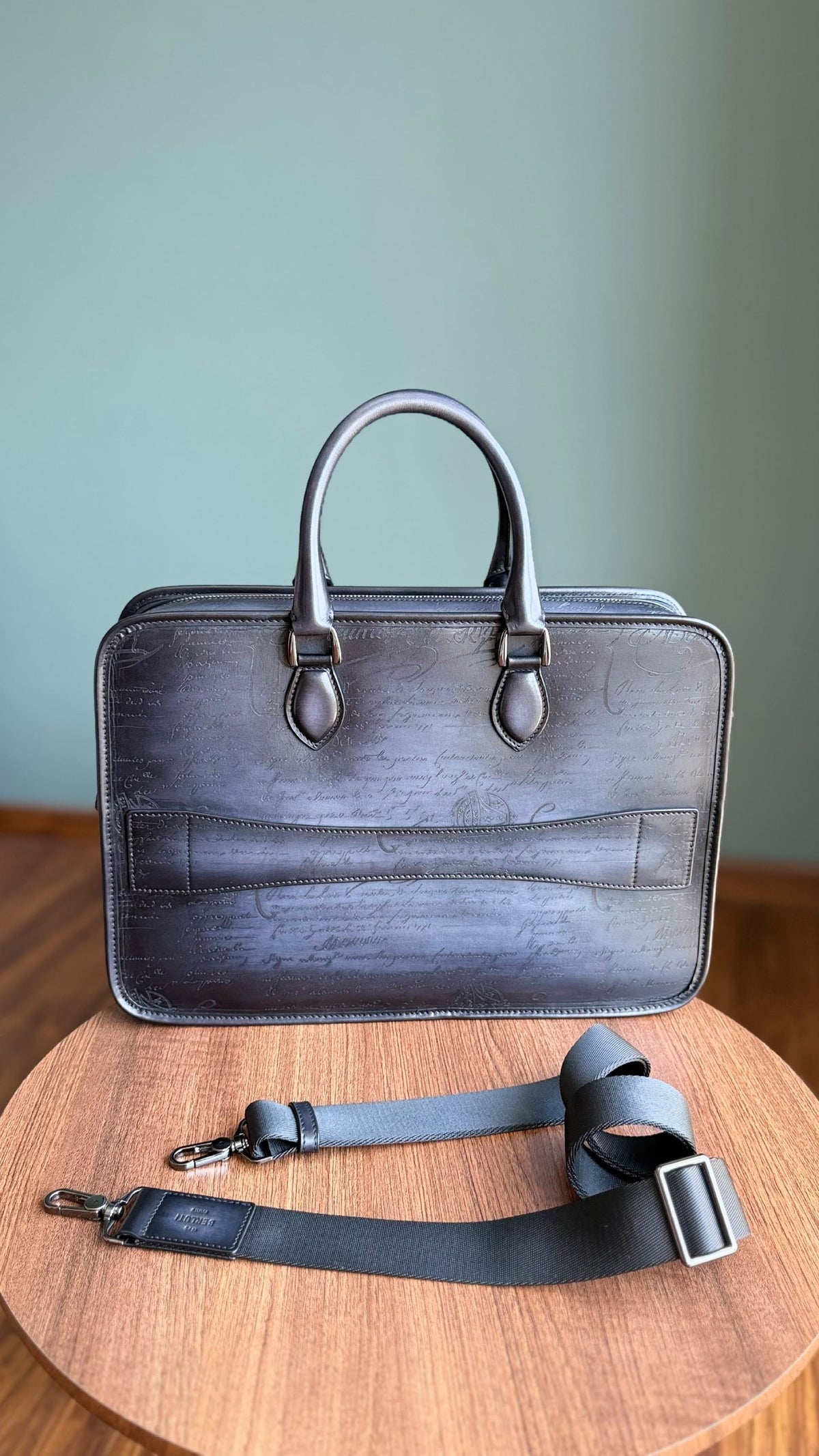 Berluti Un Jour Briefcase - Dark Grey Embossed