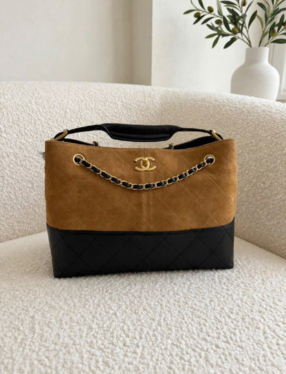 Chanel Quilted Chain Shoulder Bag - Brown Suede