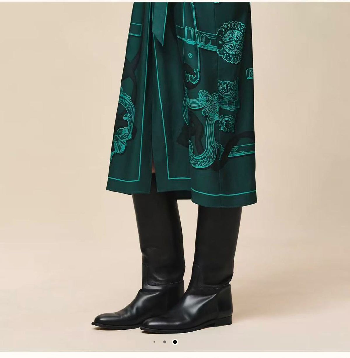 Hermès Dress V Neck Belted - Green