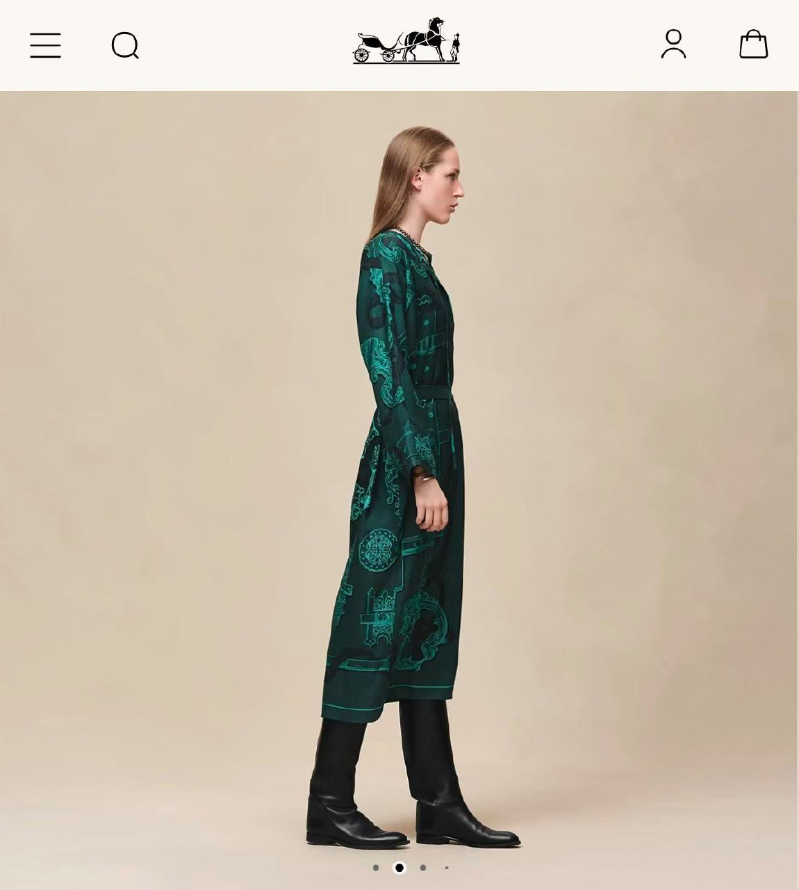 Hermès Dress V Neck Belted - Green