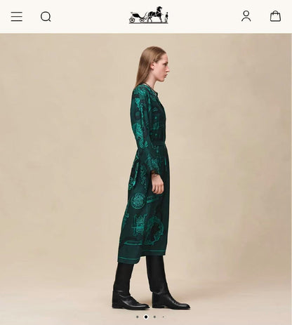 Hermès Dress V Neck Belted - Green
