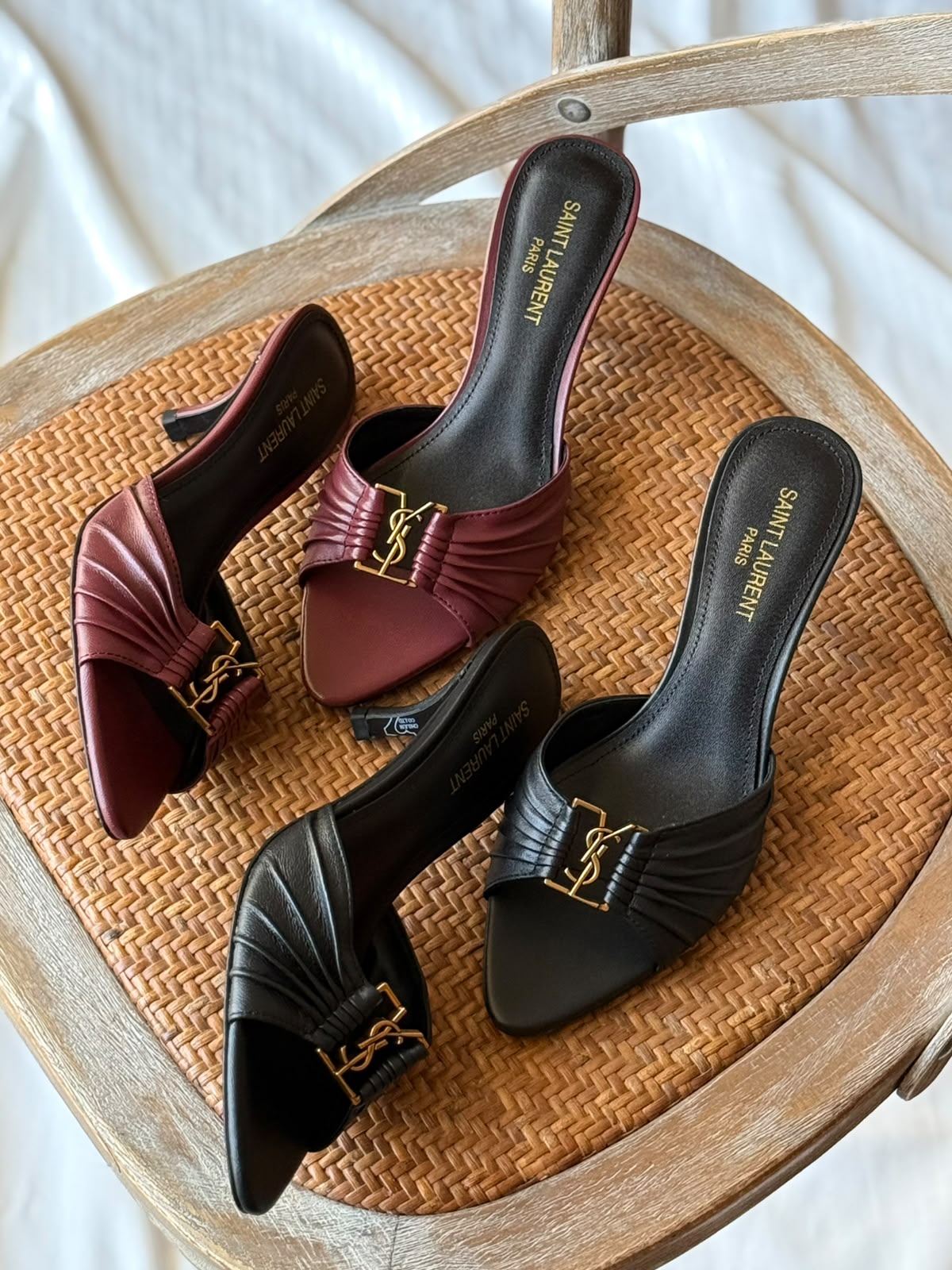 YSL Heels - Burgundy, Black