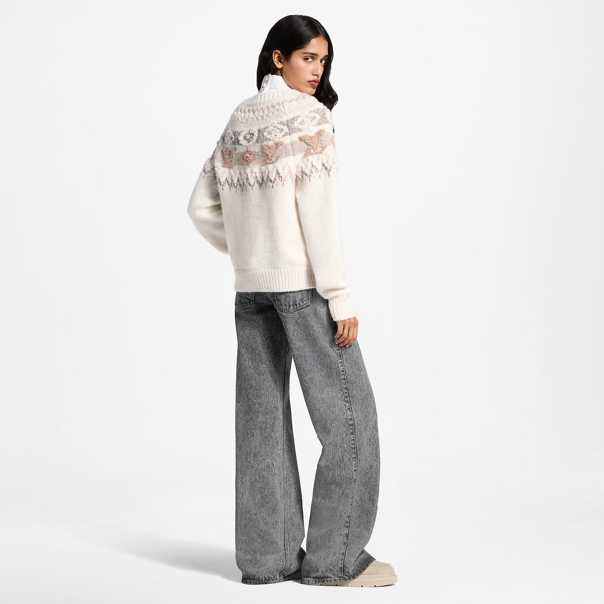 Louis Vuitton Nordic-Pattern Sweater - White