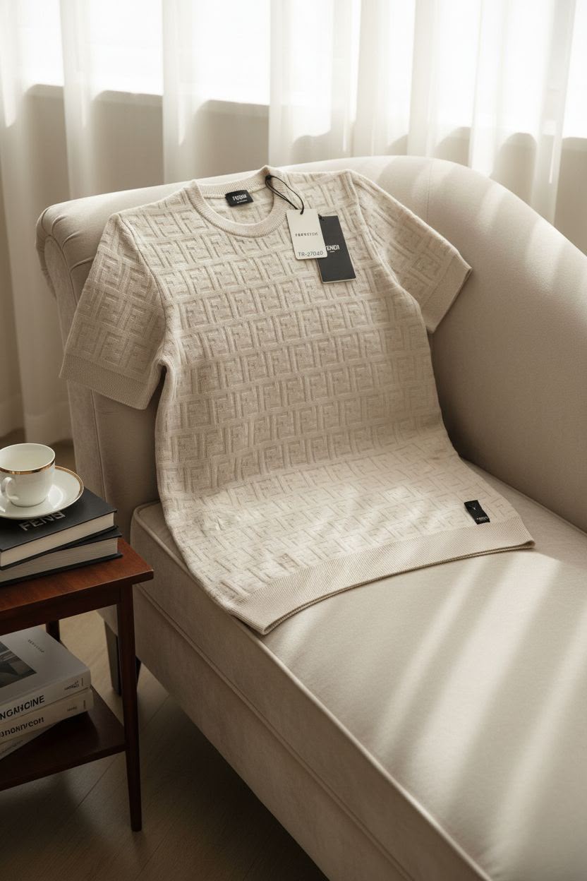 Fendi Knitted T-Shirt Geometric Pattern - White