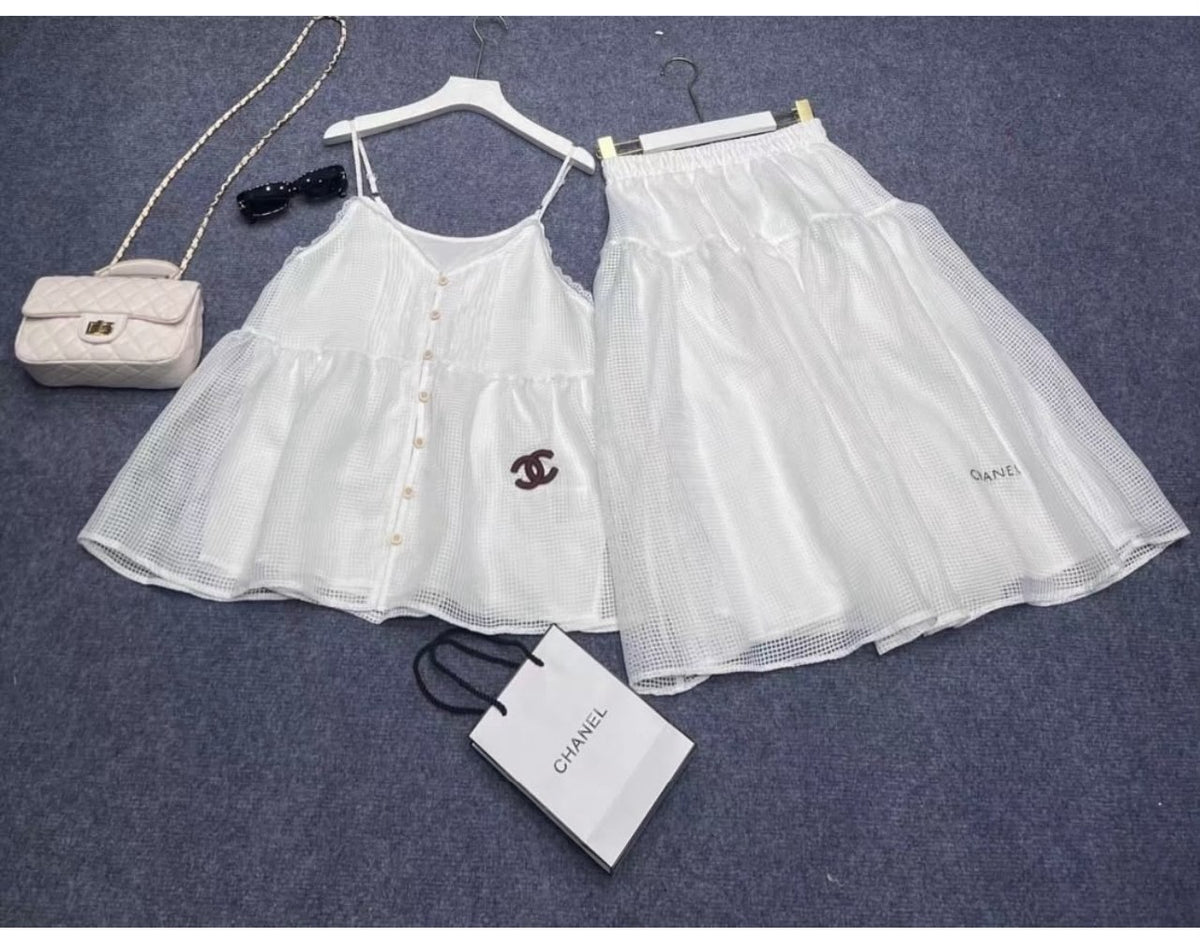 Chanel Camisole And Skirt Set - White