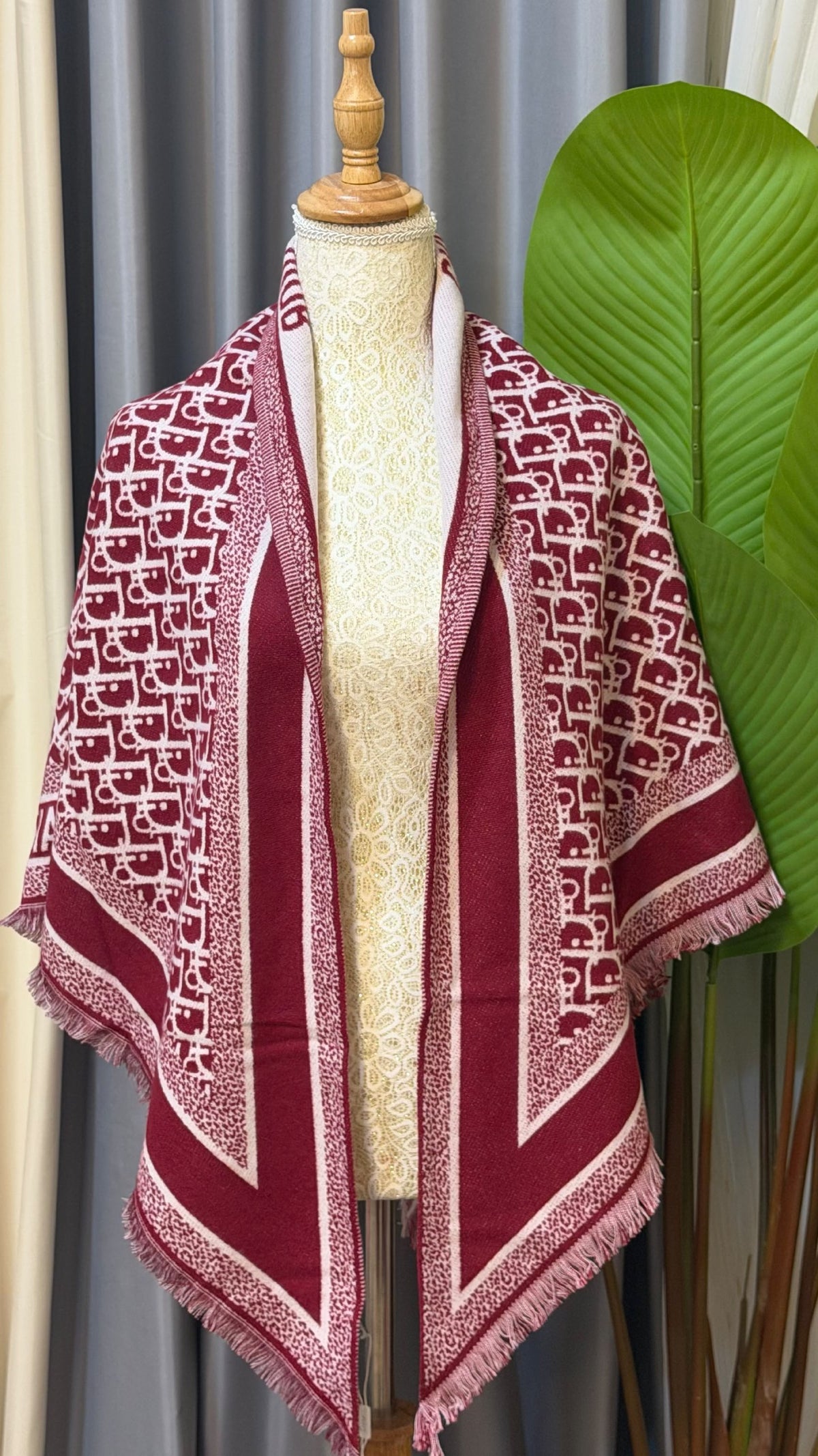 Dior Scarf - Burgundy Monogram