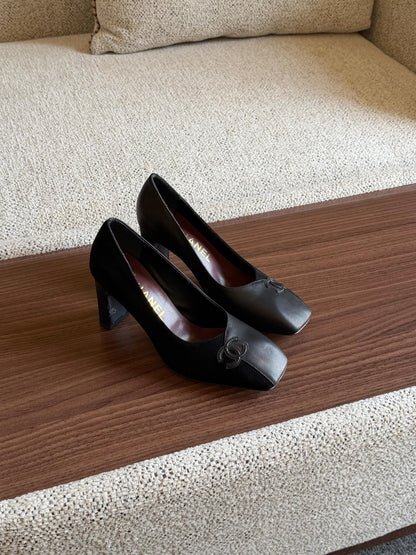 Chanel Square-Toe Heels - Black, Gold