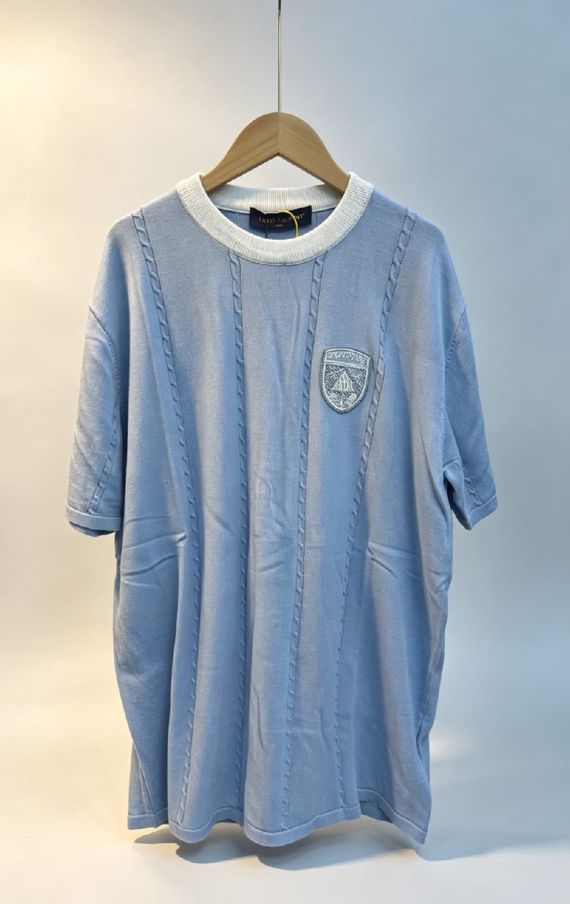Louis Vuitton Cable-Panel Knitted T-Shirt - Light Blue