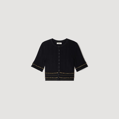 Sandro Cropped Cardigan Set - Black