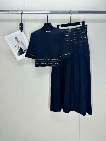 Sandro Cropped Cardigan Set - Black