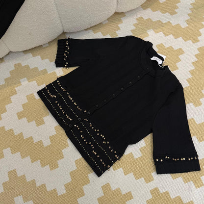 Sandro Cropped Cardigan Set - Black