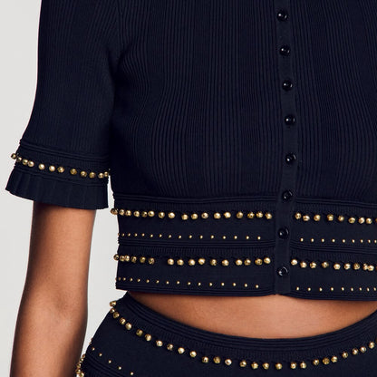 Sandro Cropped Cardigan Set - Black