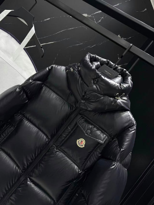 Moncler Hooded Jacket Drawstring Hood - Black