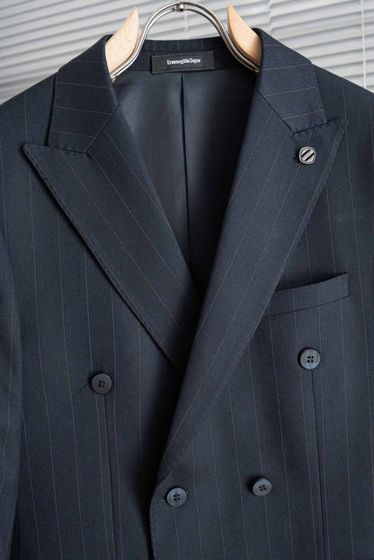 Ermenegildo Zegna Pinstripe Double-Breasted Suit - Navy