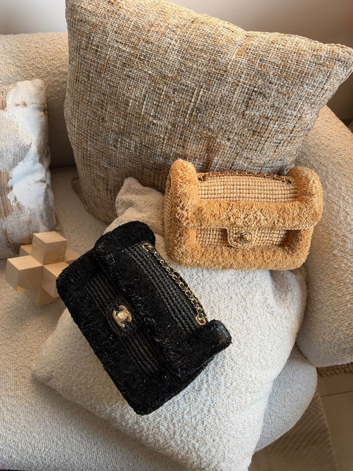 Chanel Flap Shoulder Bag - Beige, Black