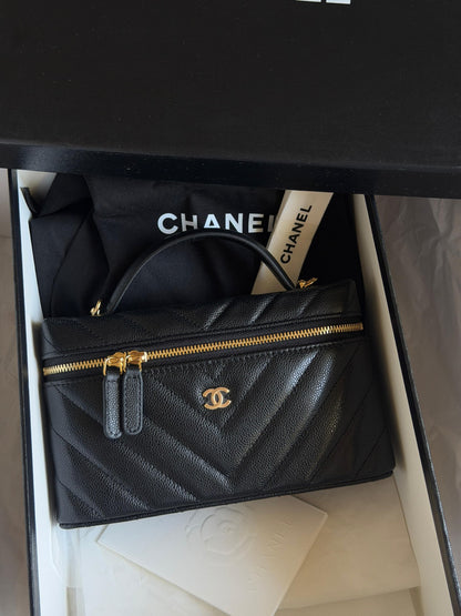 Chanel Chevron Makeup Bag - Black
